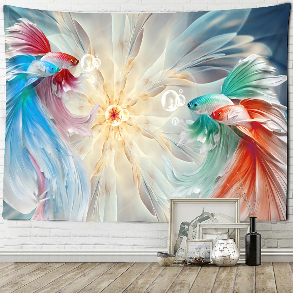 Мертвые листья лотоса кои гобелен настенный искусство природа растение хиппи тапиз домашний декор фон ткань