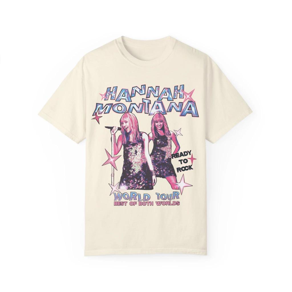 Hannah Montana Printed Tshirt for Unisex and Women Pure Cotton Summer Clothing Casual and Fashionable Round Neck Tshirt Fan Gift