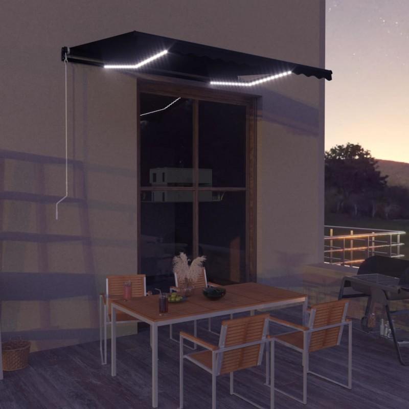 Day and Night - Day and Night LED Retractable Awning and Wind Sensor Anthracite Gray 350x250cm