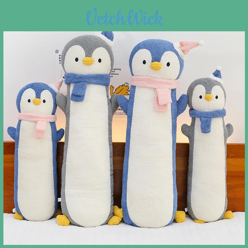Cartoon Penguin Bed Pillow With Plush Bean Doudou Fabric For Girls Sleep Support And Cozy Rest