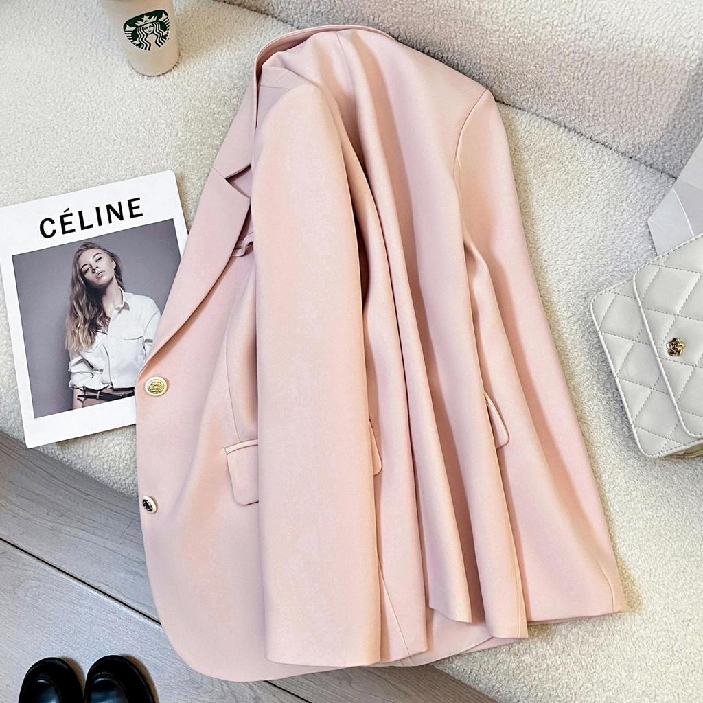 Женский розовый свободный повседневный пиджак - Молодящий, Высококлассный, Коллекция Весна/Осень 2025