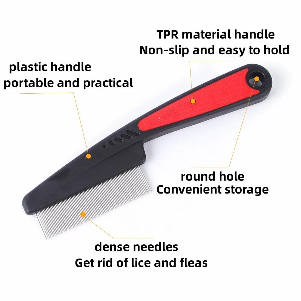 Pet Hair Shedding Comb Stainless Steel Flea Comb for Cat Dog Pet Comfort Flea Hair Grooming Comb Dog Cat Fur Removal Brush