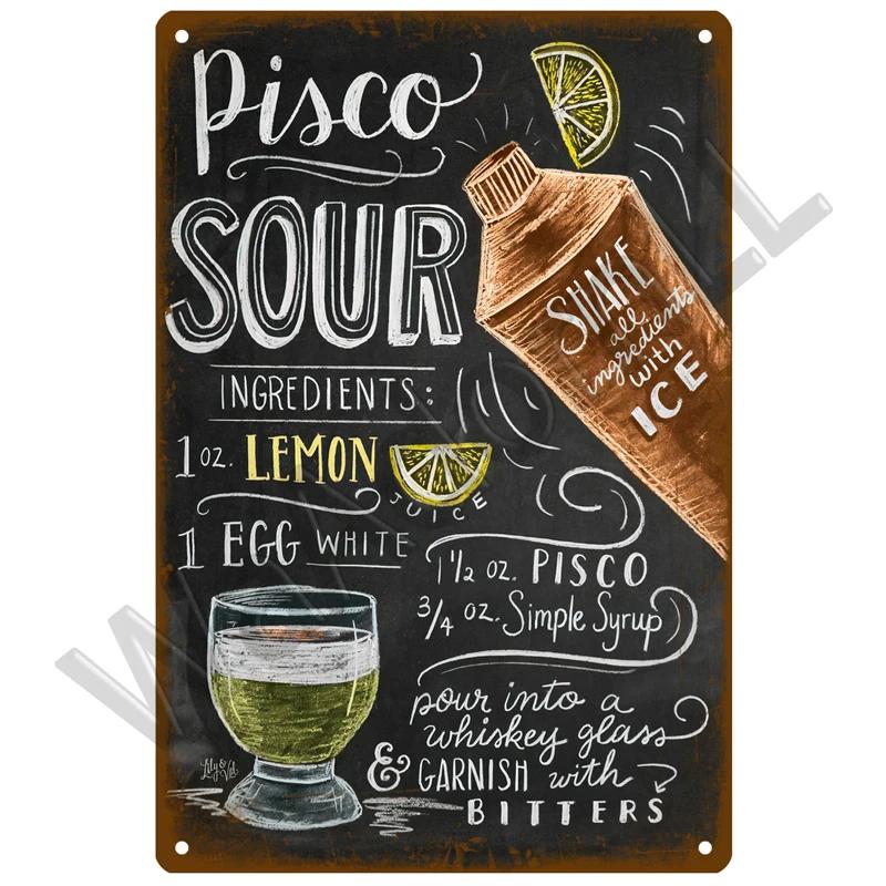 Tin Sign Decor Cocktail Metal Sign Plaque Metal Plate Vintage Iron Poster Wall Art Painting For Pub Club Man Cave Bar Decoration