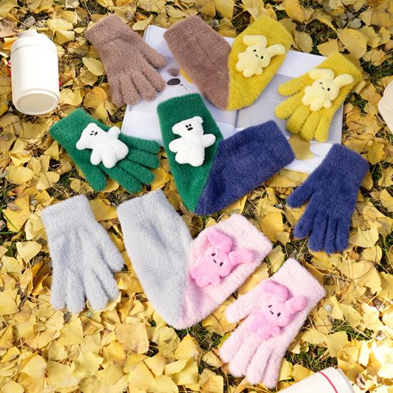 1 комплект теплых вязаных плюшевых парных перчаток, толстые мультяшные животные, декор для экрана, символическое единство, рука об руку с любимыми, варежки-сердечки