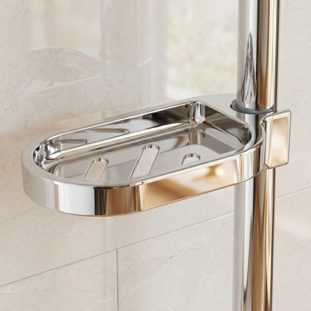 Clip-on Design Soap Holder ABS Soap Tray Shower Rod Soap Dish Bathroom Shower Kitchen Sink