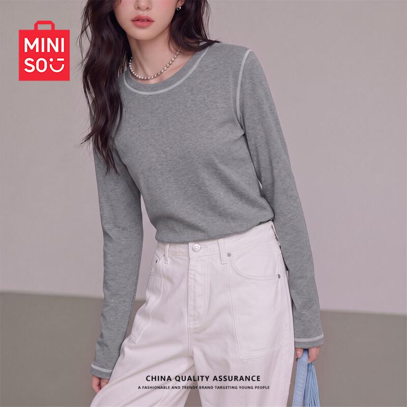 MINISO Женская свободная футболка с длинным рукавом Hassu Line