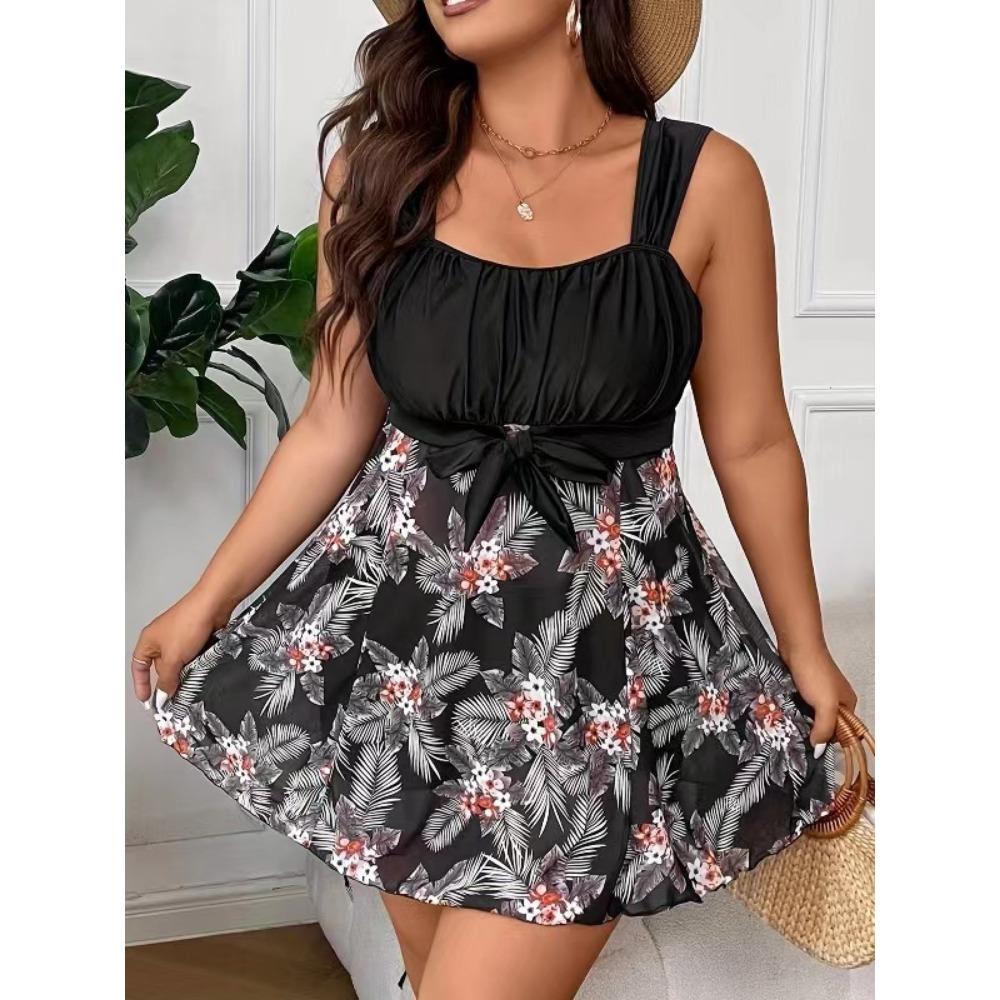 Большой размер, обтягивающий живот с открытой спиной и тонкий консервативный слитный купальник в стиле юбки