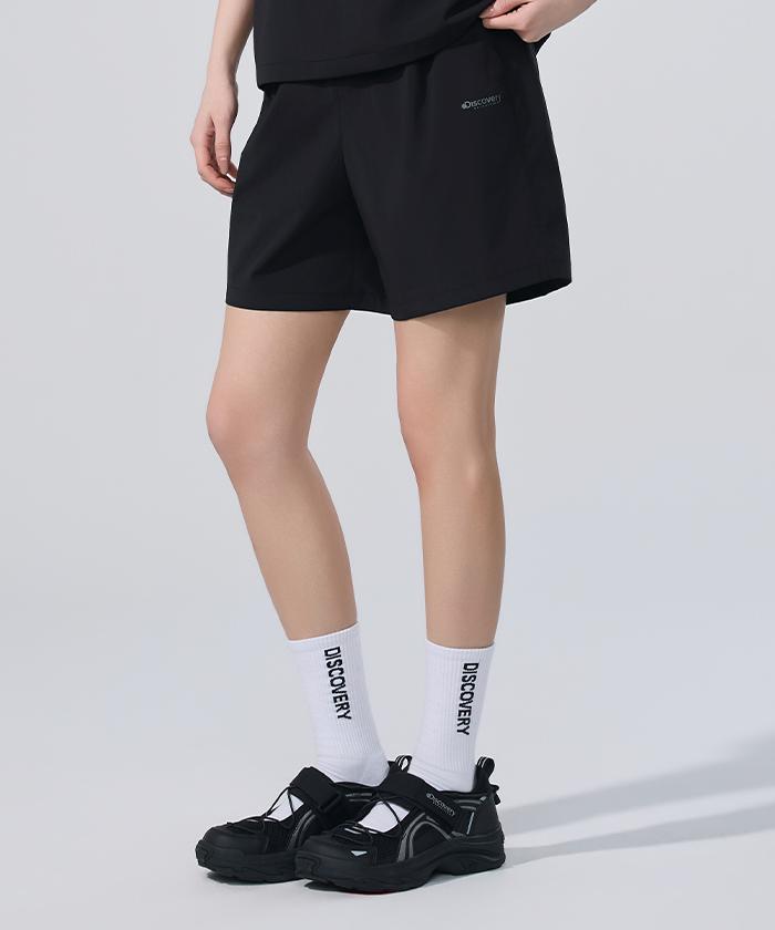 DISCOVERY EXPEDITION Uni Freshvent Lightweight Woven Training A-Line Shorts (Black)