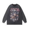 Japanese Retro Cartoon Printing Long-Sleeved Bottoming T-Shirt For Men And Women Hip-Hop Heavy Industry Washing And Doing Old Vintage Long Tee