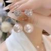 Pearl and Diamond Heart Earrings with Niche Silver Needle Studs, 2022 Trendy Design for Girls.