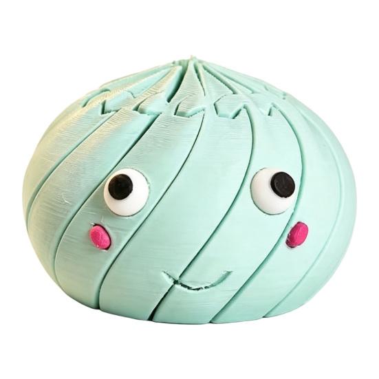3D Printed Twisting Dumpling Toy, Stress Relief Slippery Cartoon Steamed Bun Toy, Articulated Spiral Rotating Dumpling Fidget Toy