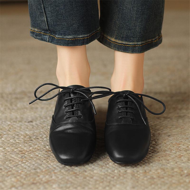 Модные новые лоферы на шнуровке из натуральной кожи, весна/осень, круглый носок, низкий каблук, женские туфли-лодочки, обувь для женщин, женская обувь, удобная обувь на плоской подошве