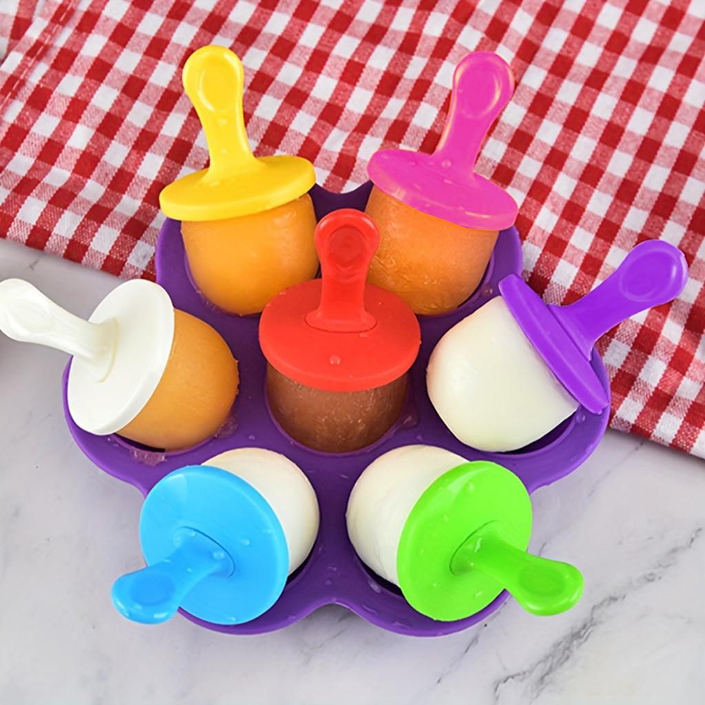 Форма для эскимо с 7 отверстиями, силиконовая форма для кубиков льда с крышкой для домашнего DIY