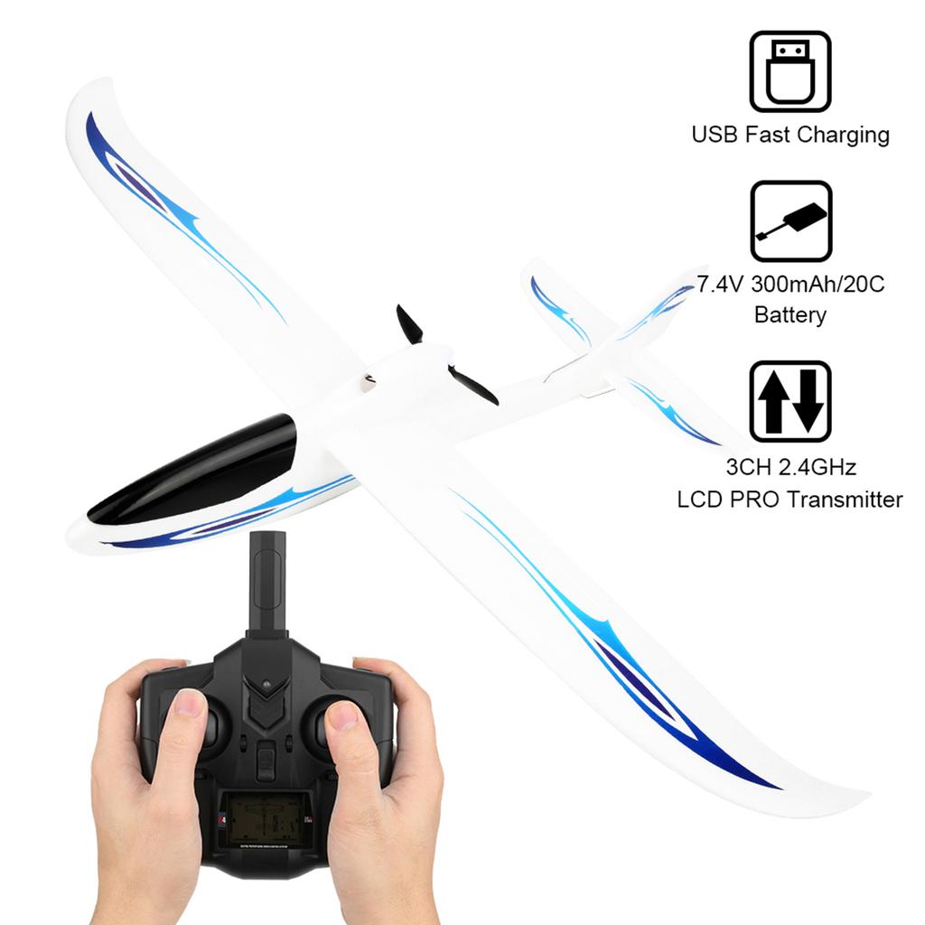 F959S 2.4G 3-канальный 6-осевой гироскоп RC самолет с фиксированным крылом самолет на радиоуправлении(синий )