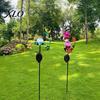 Patio Path Lighting Solar Glass Cracked Ball Garden Light, Butterfly Hummingbird Metal Bee Decor for Balcony Stake Waterproof Outdoor Yard Lamp