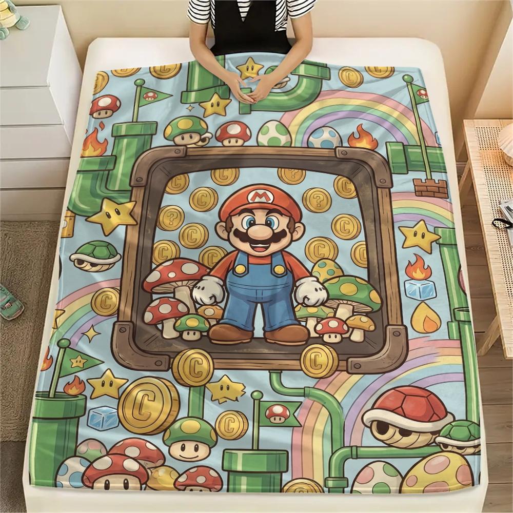 Mario Jumping Action Blanket, Mario Fan Cozy Throw, Great Gift.chl