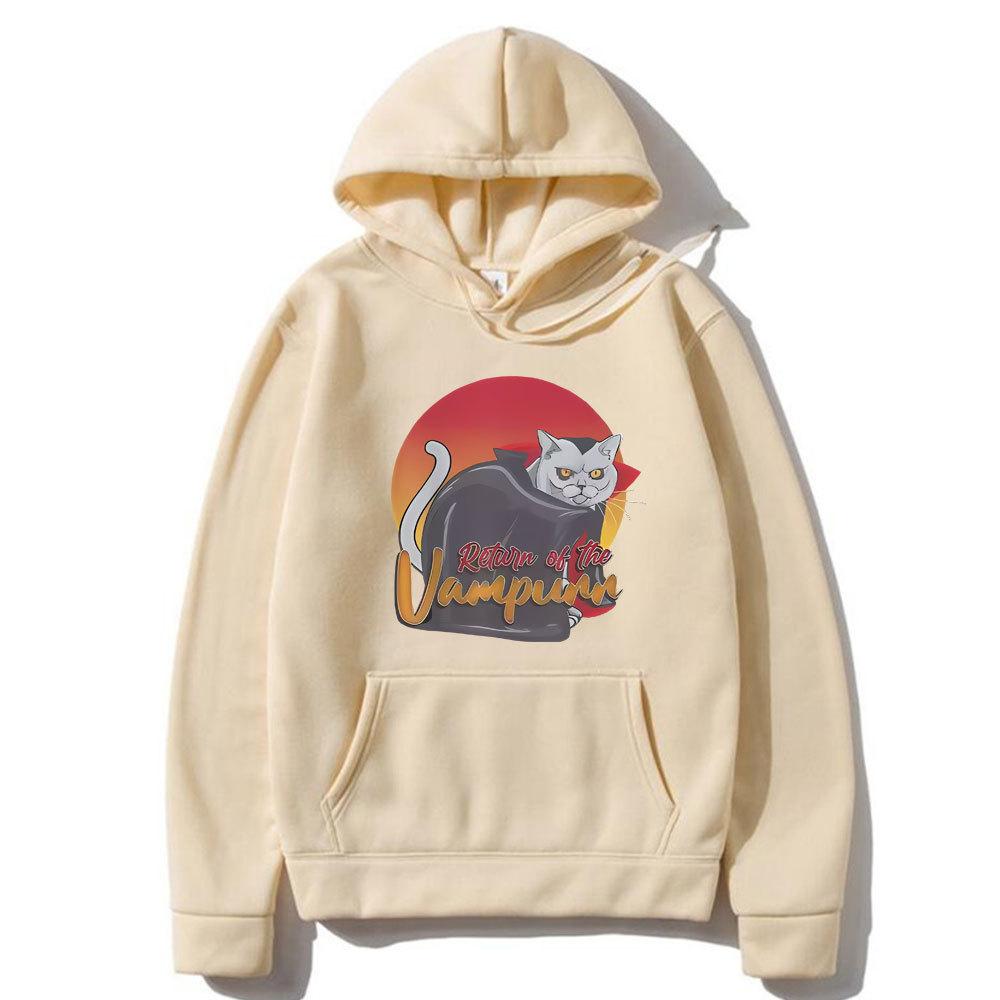 The Return of Vampurr Cat Funny Meme Hoodie Male Casual Autumn Winter Fleece Streetwear