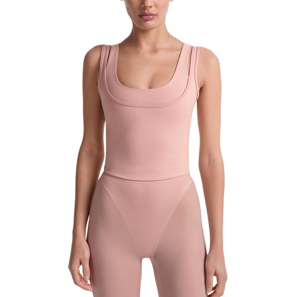 Nike X Skims Матовый спортивный топ-майка с влагоотводящей технологией Dri-FIT, однотонный, с круглым вырезом, женские топы TPTNK10540W-HIM