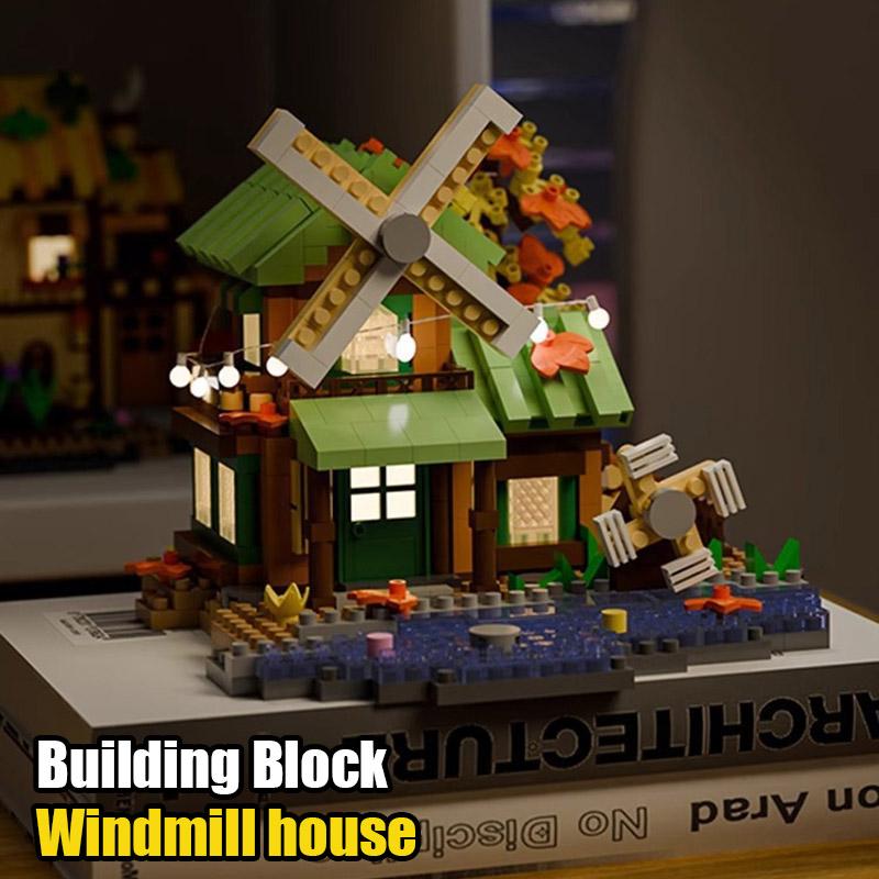 Forest Tree House Building Block Street View Windmill Assembly Construction Brick Children's Puzzle Toys for Kids Birthday Gifts