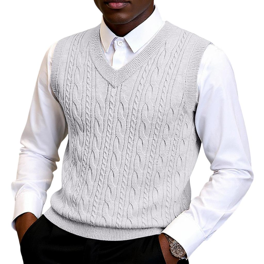 Men's V-Neck Thickened Knitting Sleeveless Sweater Vest