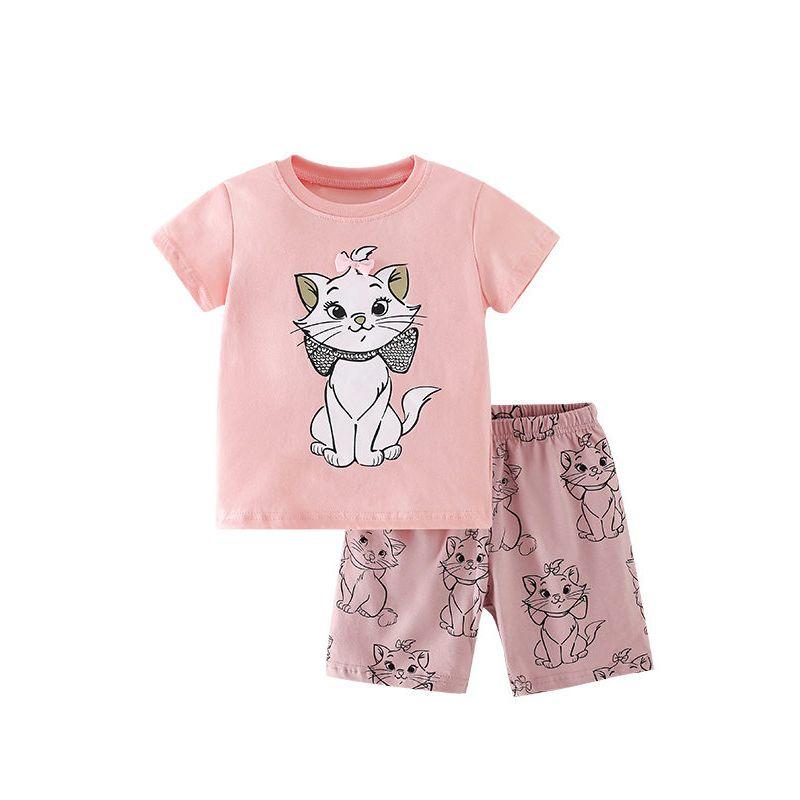Children's Suit Forestkingdom Brand Children's Clothing New Style Girls' Short-Sleeved T-Shirt and Shorts Suit