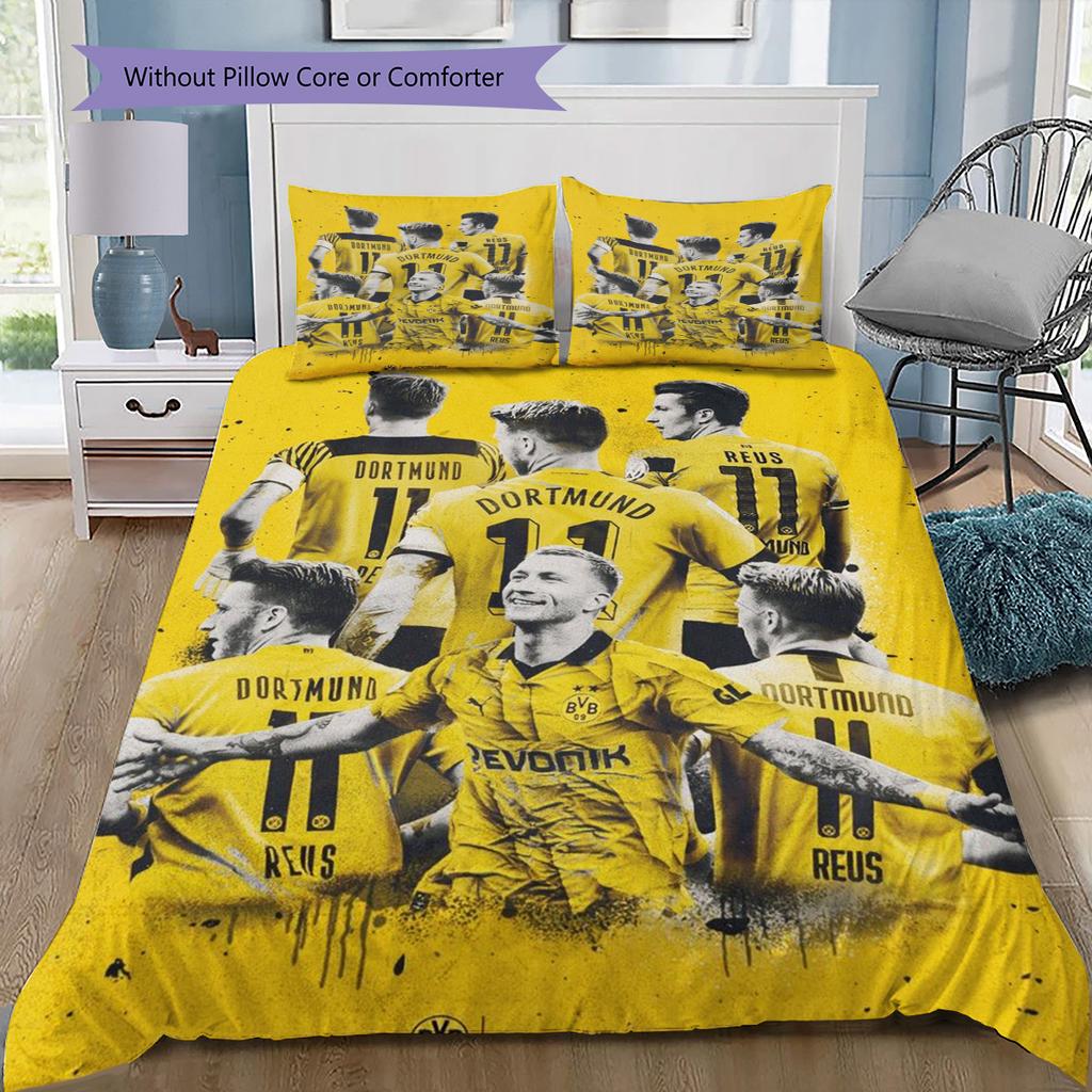 Dortmund Team Players Back View Print 3‑Pieces Duvet Cover Set Soccer Sports Bedding Bedroom Home Decor Without Pillow Core Comforter