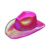 Women Party  Hat Bright Color Concave Top Wide Brim Glossy Surface Cosplay Dress-up Costume Dance Show Props Western Cowboy Hat Headwear