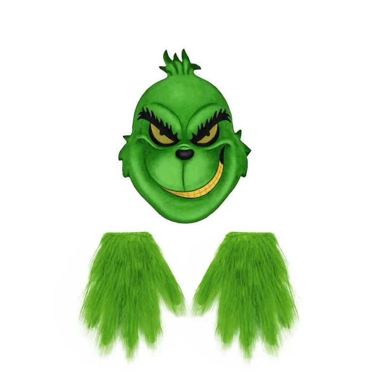 New Christmas Mask Set Halloween COSPLAY Party Props Thief Red Hat Green Mask Green Gloves