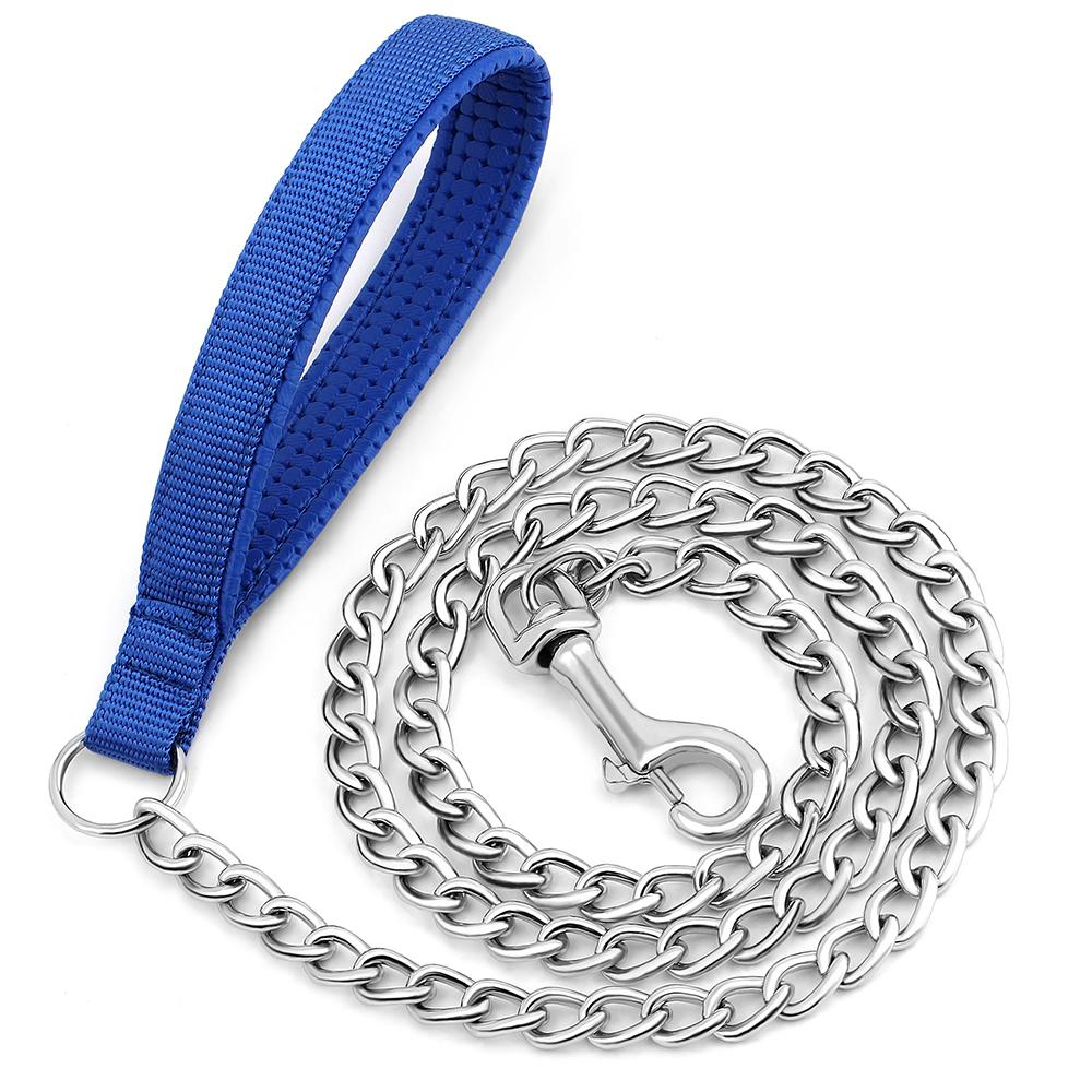 Stainless Steel Dog Leash Durable Dog Chain Leashes Pet Walking Training Lead With Padded Handle For Small Medium Large Dogs Pug