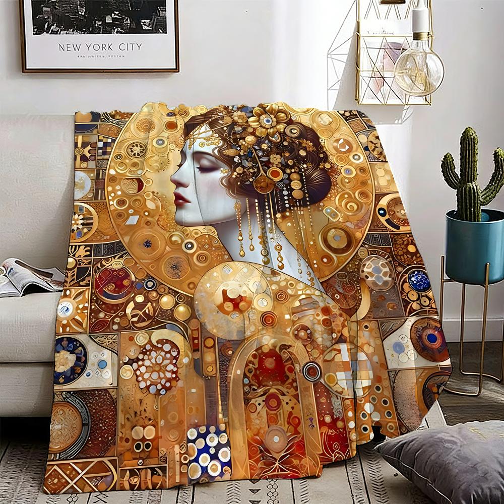 Symbolist painter Gustav Klimt Throw Lightweight 240g Flannel Blanket Soft Skin-friendly for Summer Cooling