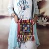 Сумка с вышивкой в этническом стиле, сумка с кисточками и бусинами, льняная сумка через плечо с вышивкой, винтажная сумка ручной работы