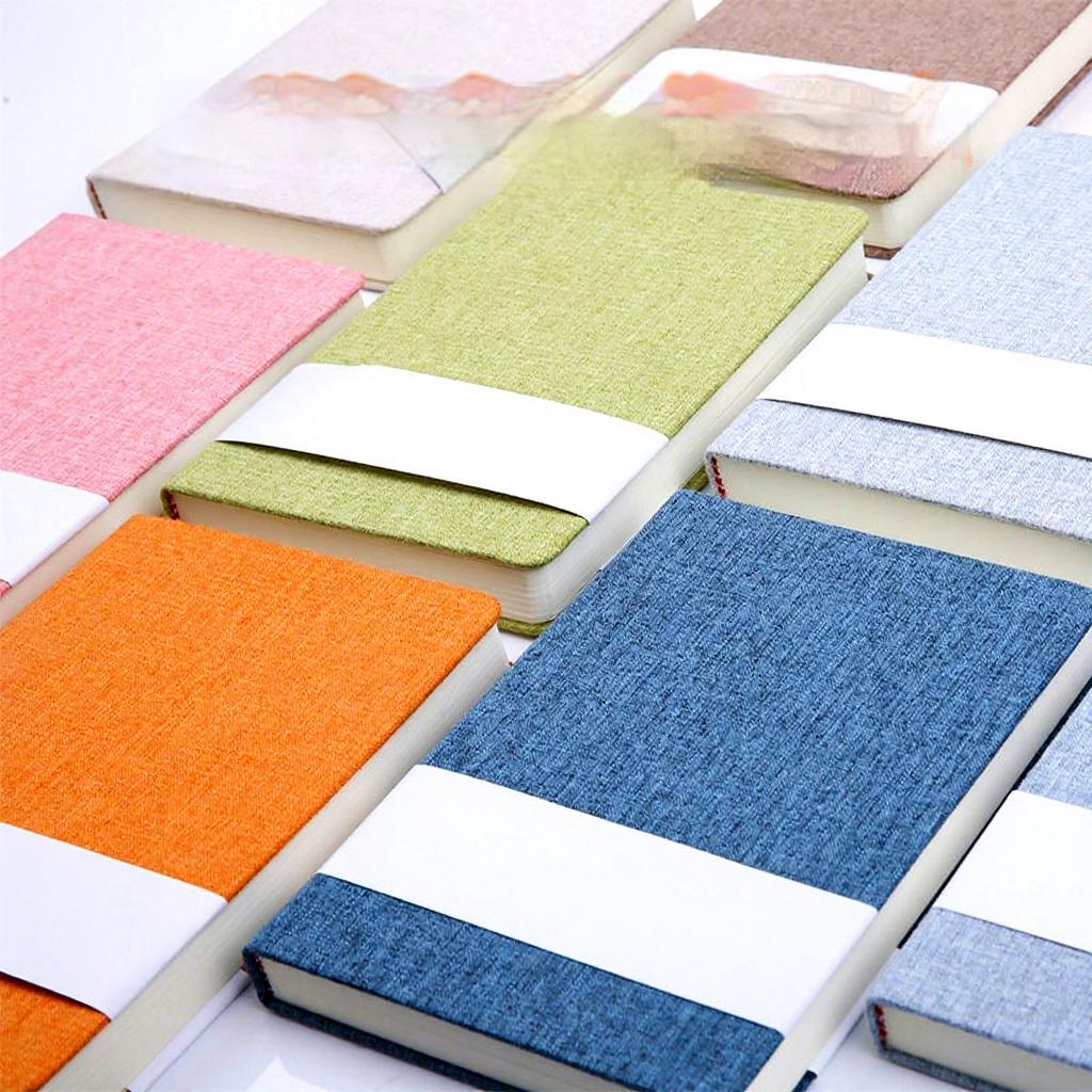 Custom A5 Fabric Printed Notebook 128 Sheets Sewing Bound Lined Blank Journal ODM Corporate Gift Eco Stationery