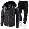 Men's Color Block Fashion Casual Sports Hoodie Sweatshirt Set