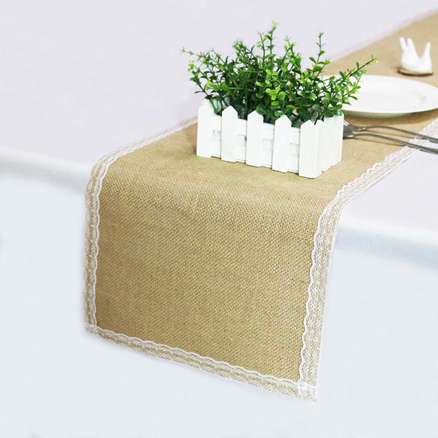 Wedding Party Table Runner Burlap Natural Jute Linen Table Decoration Accessories Home Table Cloth