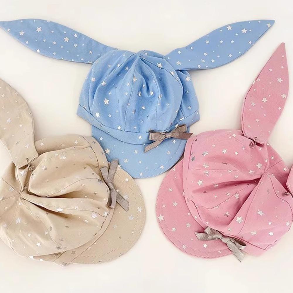 Хлопковая шапка с бантиком «Серебряная звезда» в стиле Y2K, берет с кроличьими ушками, универсальная съемная шляпа с кроличьими ушками, для девочки