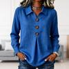 Womens Solid Color Button-Down Long Sleeve Shirt Collar Top Loose Fit Office Casual 2026