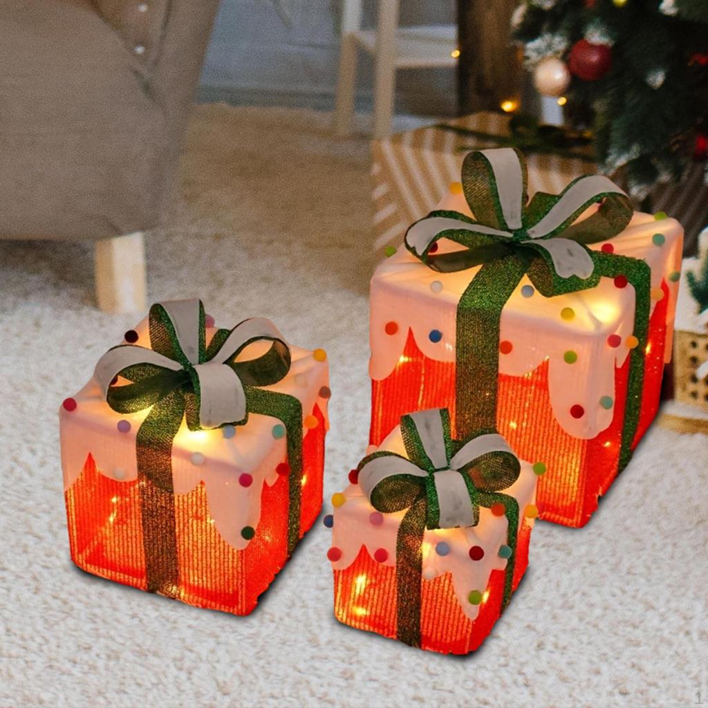 3 шт. рождественские светящиеся подарочные коробки украшения наружное украшение светодиодные огни