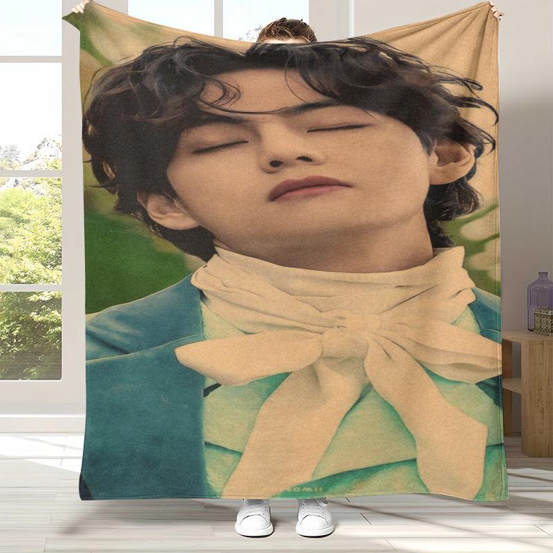 Ким Тхэ Хён V Kpop B-BTS Фланелевое одеяло, Ультрамягкий теплый плюшевый плед для дома, спальни, кровати, дивана, офиса, кемпинга, пикника