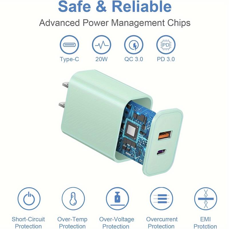 PD 20W двухпортовое зарядное устройство с кабелем передачи данных Macaron Multi Colour для iPhone Xiaomi Samsung Ipad Tablet PD Dual Type C USB зарядное устройство