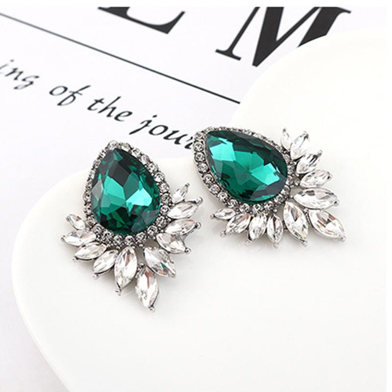 Атмосферные модные серьги-капли, модные серьги-гвоздики с изумрудным блеском и бриллиантами, ювелирные изделия, аксессуары для одежды