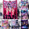 1 шт. K-Pop Охотники на демонов Розовый плюшевый плед Мягкий теплый для всех сезонов Подарок для дома Отдыха Кемпинга Путешествий Многофункциональное одеяло