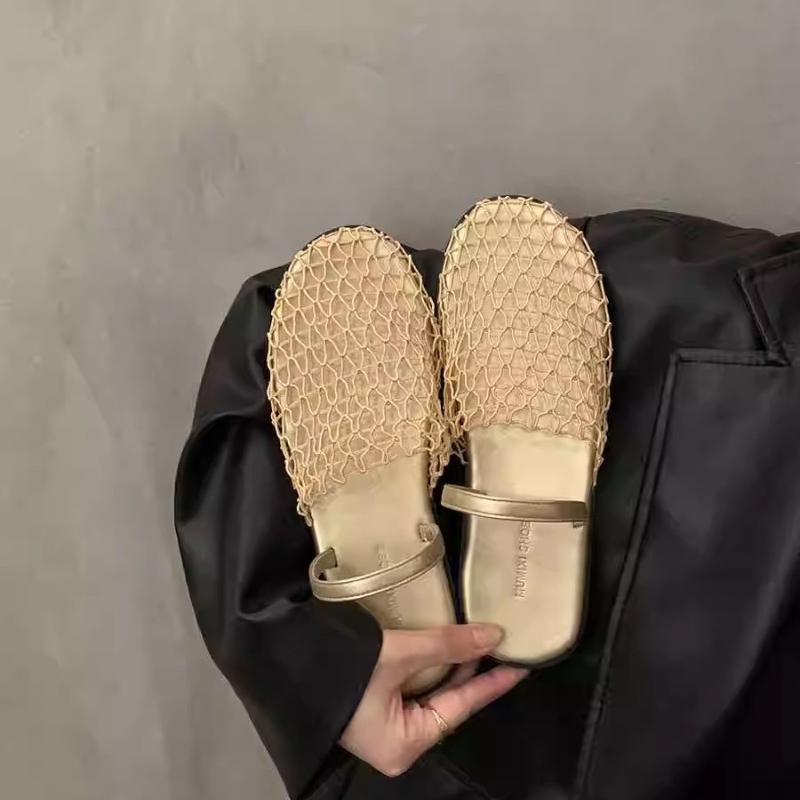 Модные сетчатые балетки женские сандалии мокасины обувь лето 2024 новые пляжные прогулочные туфли дизайнерские повседневные платья комфорт ретро запатиллы женские