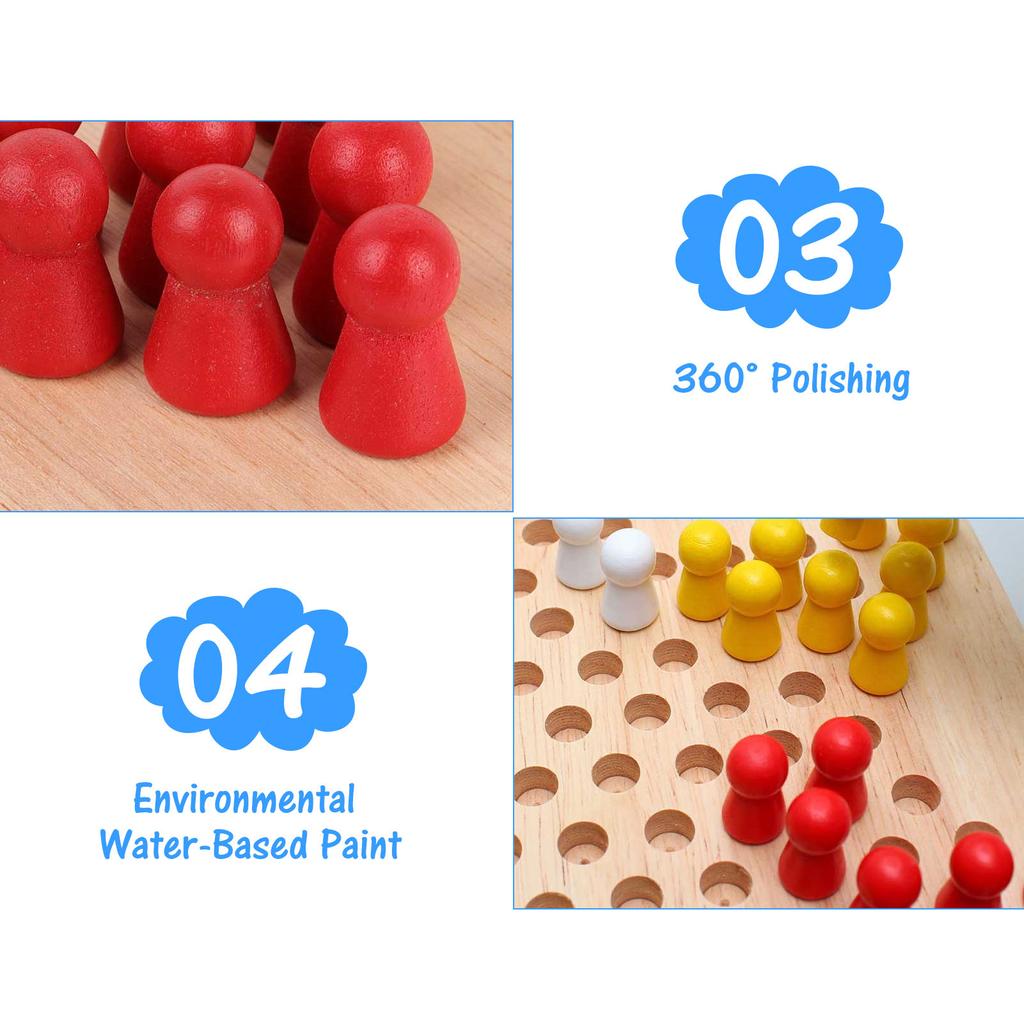 Детские китайские шашки Деревянная развивающая доска Детская Халма Набор для китайских шашек Стратегическая семейная игра Фишки