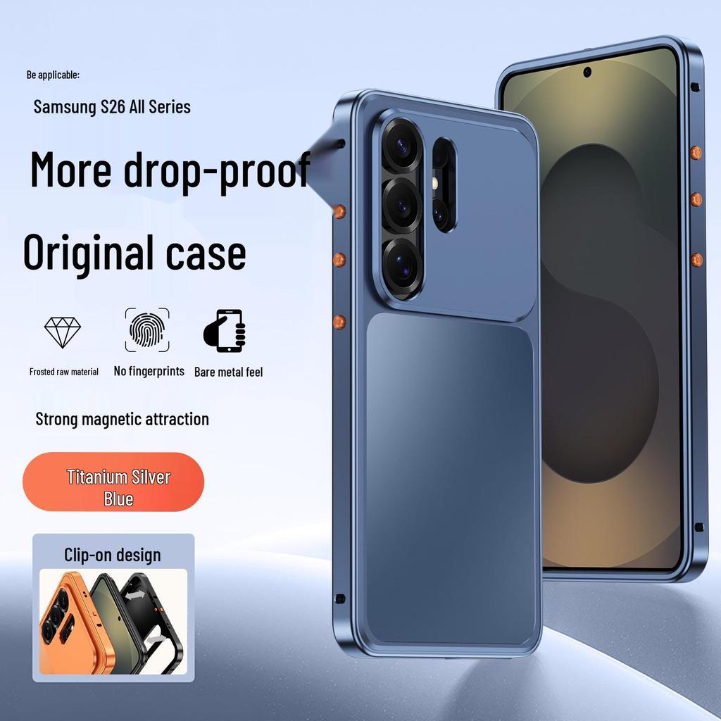 Магнитный чехол для Samsung S26Ultra: Противоударный, Металлический корпус для моделей S24/S25U, S23U