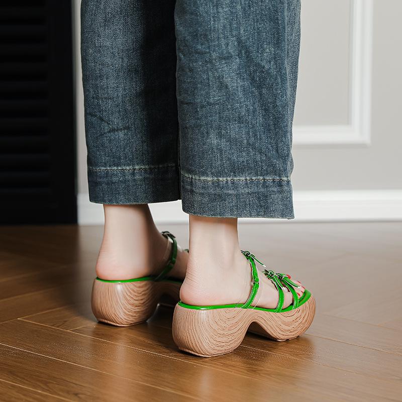 Roman sandals women's thick-soled wedges with thin straps, sandals women's open-toed heightening clogs, beach cool slippers women