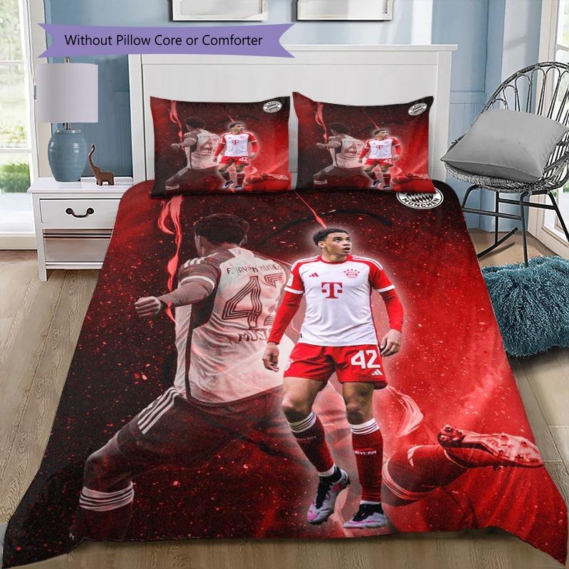 Soccer Player 42 Portrait Print 3 Pieces Duvet Cover Set Football Fan Bedding Set Bedroom Home Decor Without Pillow Core Comforter