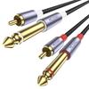 MOSWAG Кабель-переходник 6,35 мм RCA, 6,35 мм (мужской) в 2RCA (мужской)