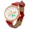 Fieldwork Women's Analog Watch with Leather Strap and Epo Floral Pattern, Red, Lale YM117-3