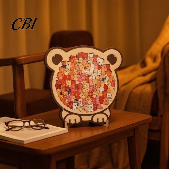 Educational Puzzle Toy Wooden Animal Jigsaw Puzzle, Dog Bear Theme Difficult Challenge Game, Kids Adults for Desk Decoration