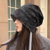 Корейская шапка-бини с двойной вязкой и эффектом тай-дай, повседневная ветрозащитная шапка для головы, осенне-зимняя универсальная шапка для женщин, подчеркивающая лицо, маленькая холодная шапка, новинка